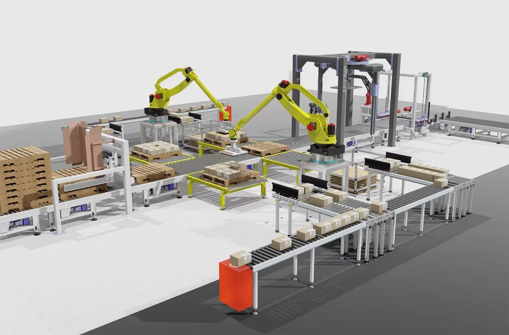 Top 10 Giải pháp Tự động hóa Nhà máy được Ứng dụng Nhiều nhất 2 Hệ thống Palletizing tự động có thể thay thế lao động thủ công trong việc đóng gói và vận chuyển