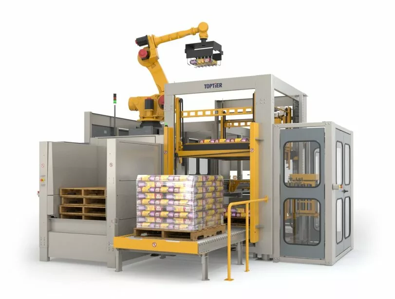 Giải Pháp Palletizing – Giải Pháp Tự Động Hóa Hiệu Quả Cho Doanh Nghiệp Sản Xuất 7 Kết hợp robot và cơ cấu cơ khí định hướng sản phẩm trước khi gắp